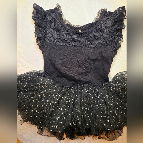 Dance Leotard & Black Tutu With Silver Glitter Sparkles - Picture 8 of 8